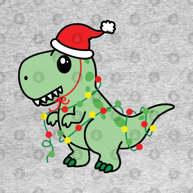 Cute Dinosaur Christmas Tree Lights by Illustradise